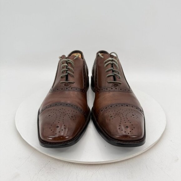 Calibrate Brandon Men Size 11 Brown Leather Brogue Cap Toe Oxford Dress Shoes - Picture 3 of 12